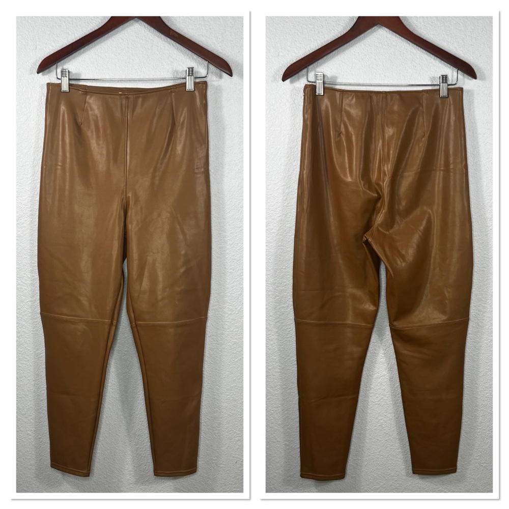 ABERCROMBIE & FITCH Curve Love Vegan Leather Pants in Tan Sz L